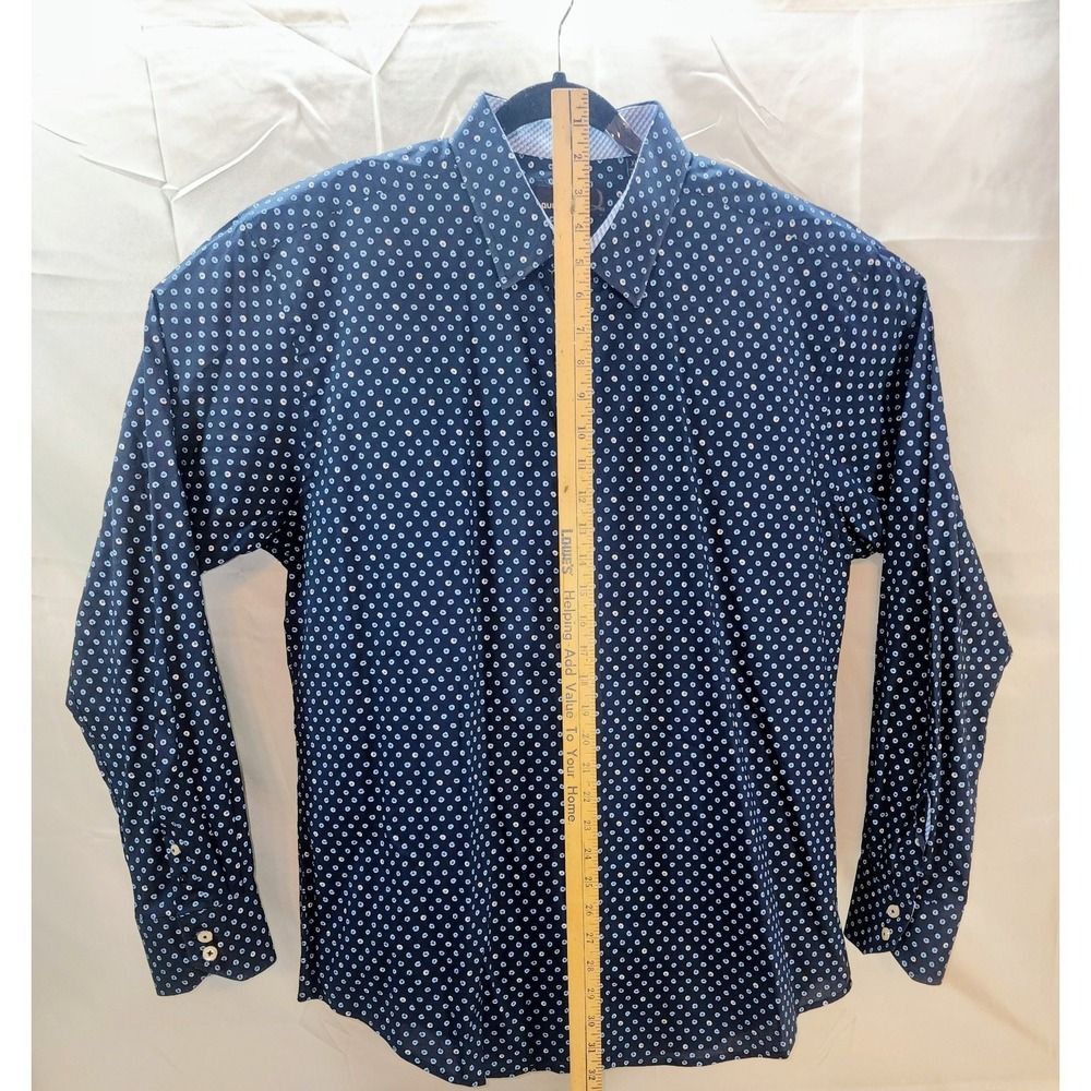 🔥 Quieti Men's Button Down Navy White Lt Blue Long Sleeve Cuff Shirt Sz XL 🔥 - Picture 4 of 9
